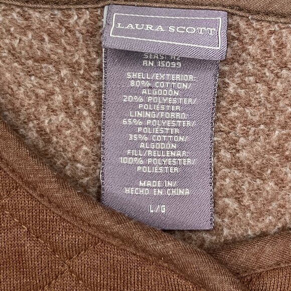 Laura Scott Women's Large Brown Quiet Luxury Quilted Jacket Neutral Brown Fall - Picture 3 of 12